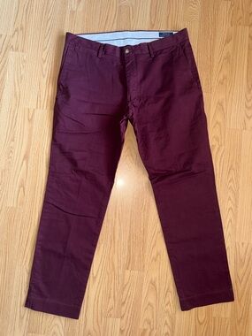 Polo Ralph Lauren Pants Mens 34x30 Burgundy Chino Slim Fit Casual